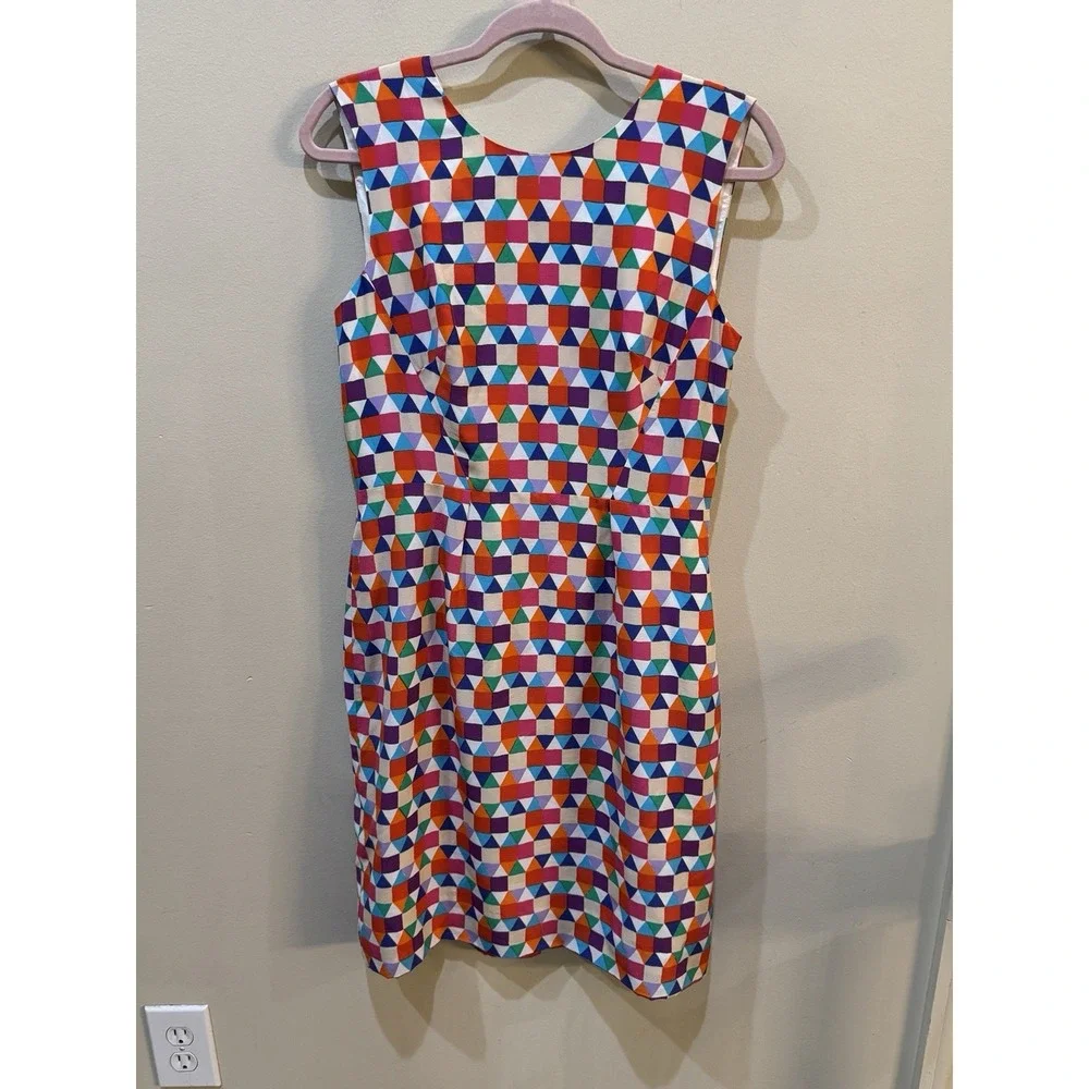 Kate Spade New York Abbey Colorful Geometric Print Dress Silk Blend size 8